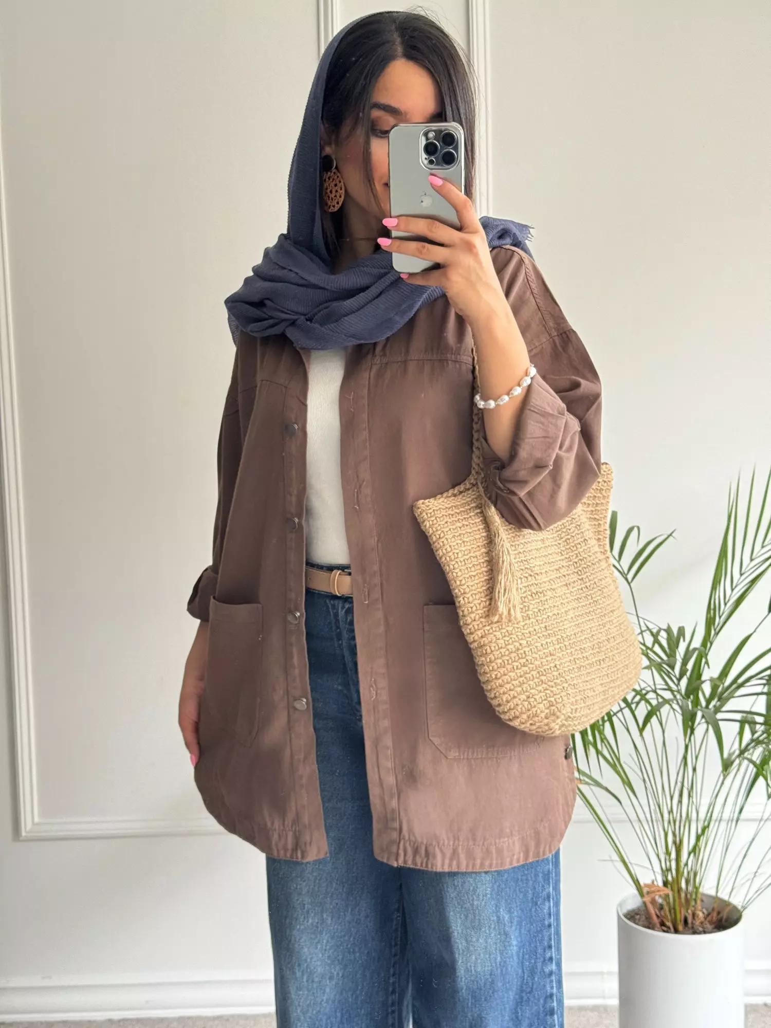 مانتو کتان جیب پایین آرنیکا